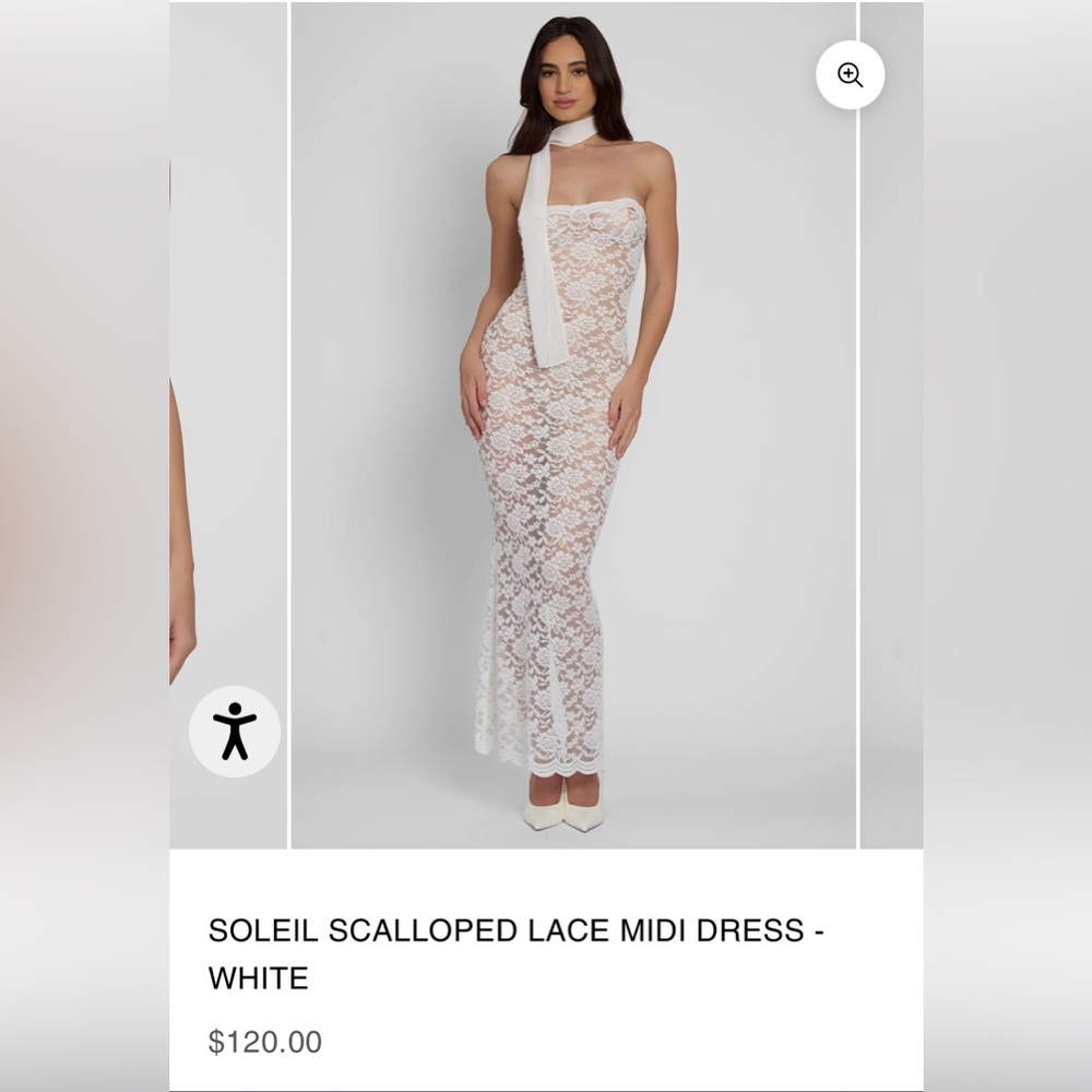 Leau White Lace Midi Dress